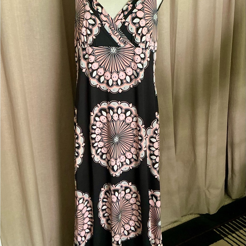 INC International Concepts Pink and White Sleeveless Maxi Sundress